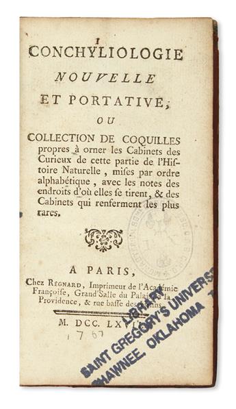 [DEZALLIER DARGENVILLE, ANTOINE-JOSEPH.]  Conchyliologie Nouvelle et Portative.  1767